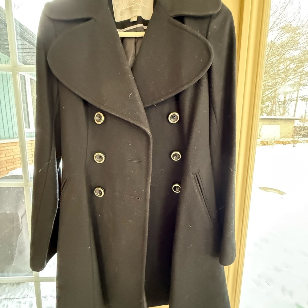 Jessica Simpson Black Double-Breasted Pea Coat